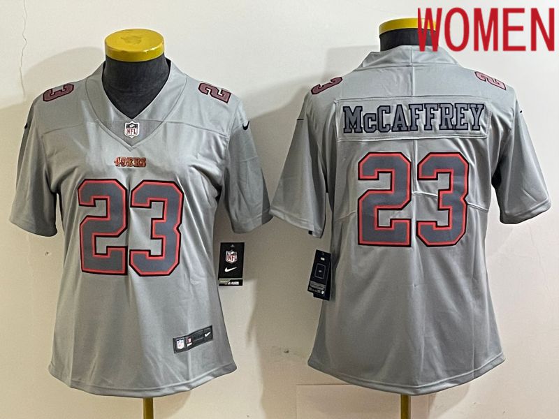 Women San Francisco 49ers #23 Mccaffrey Grey 2024 Nike Vapor Untouchable Limited NFL Jerseys->women nfl jersey->Women Jersey